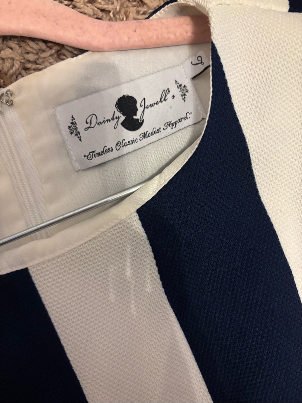 Dainty Jewels Striped Navy and White Belted Maxi Dress - Picture 3 of 4
